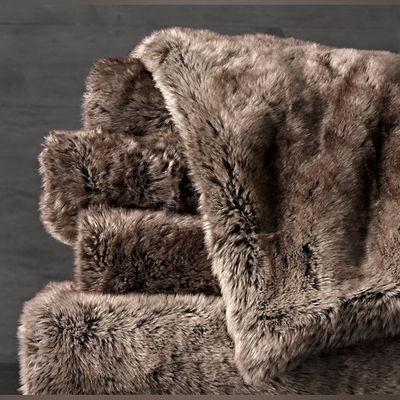 Restoration Hardware Other - RH Restoration Hardware Faux Fur Throw Blanket mink 60"x 45” Soft Luxury Plush